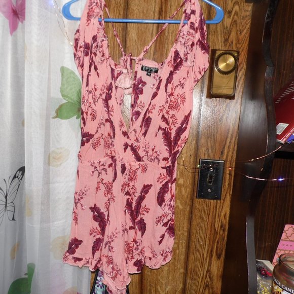 Women's one piece jumper shorts floral print pink - Picture 1 of 2